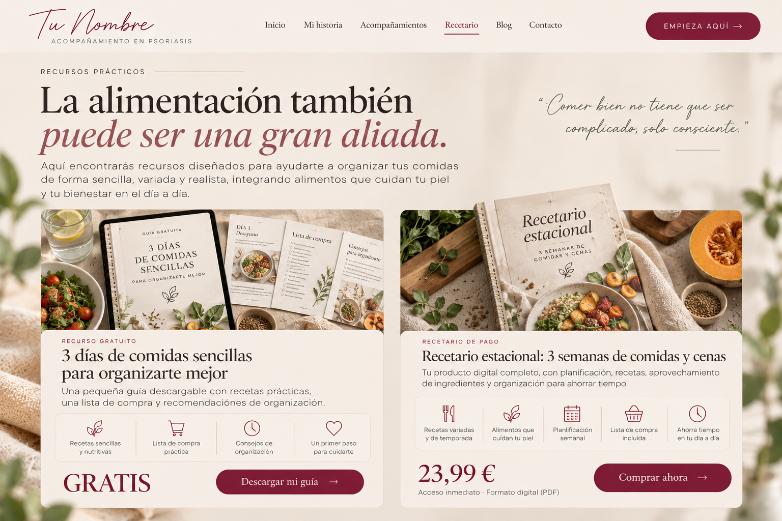 Guía y recetario de alimentación